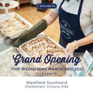 Cinnabon to open first Victorian store at Westfield Southland